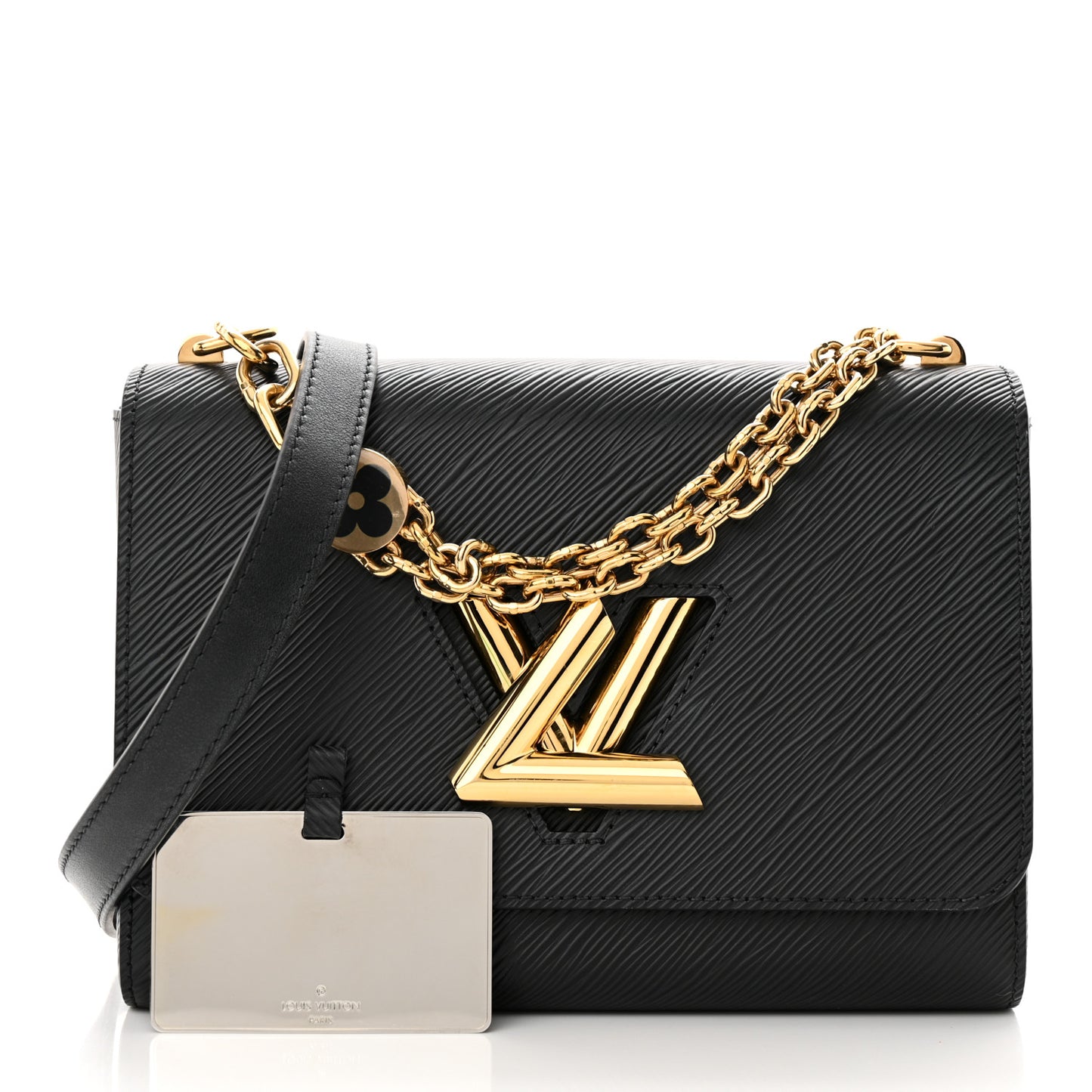 Epi Twist Monogram Flower Chain Shoulder Bag MM Black