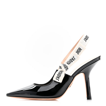 Christian Dior Patent Ribbon J'Adior Slingback 100mm Pumps 36.5 Black 1 of 9