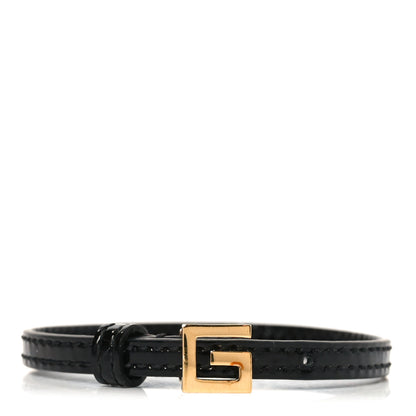 Gucci Patent Calfskin Metal Square G Bracelet M Black Gold 1 of 3