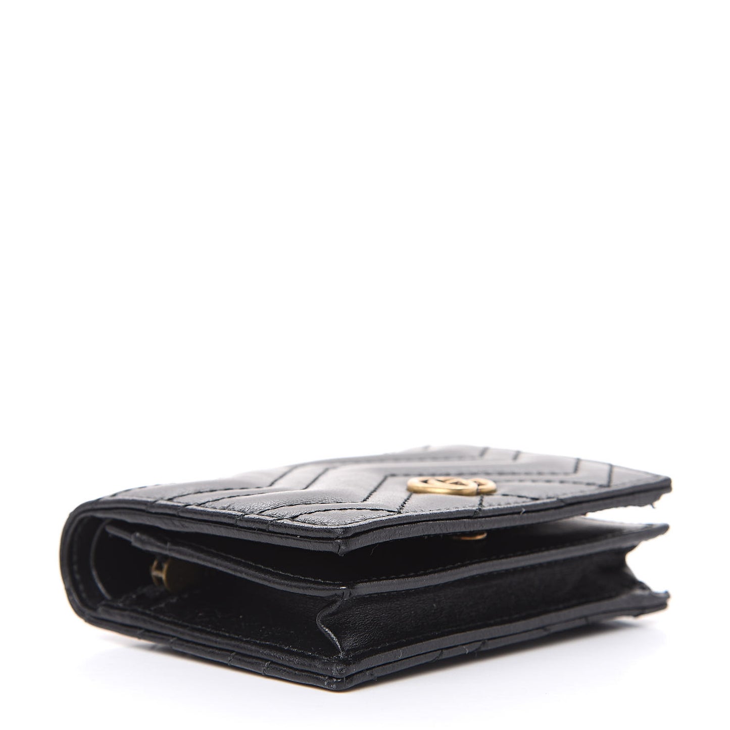 Calfskin Matelasse GG Marmont Card Case Wallet Black