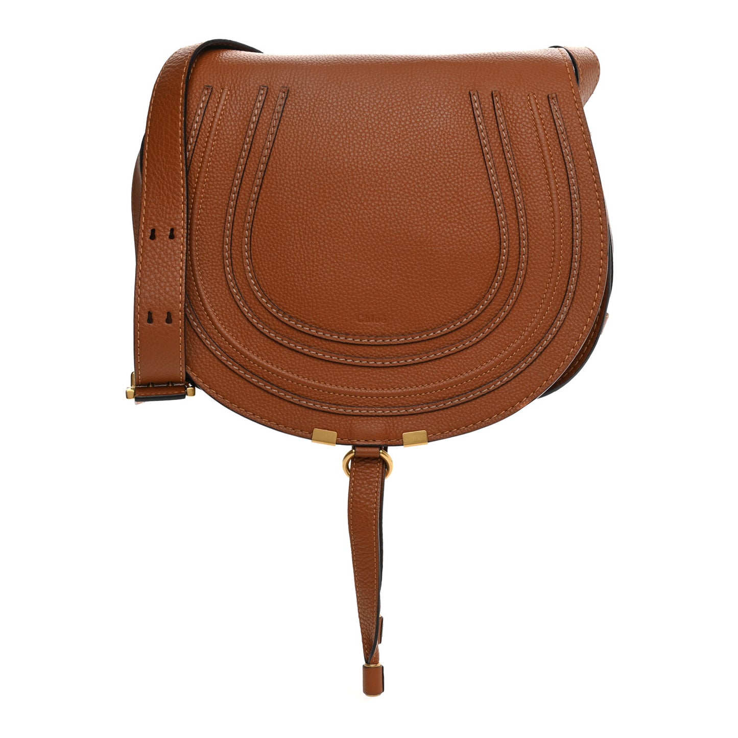 Calfskin Medium Marcie Round Crossbody Bag Tan
