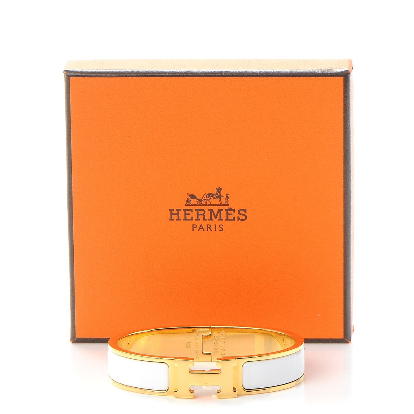 Enamel Narrow Clic Clac H Bracelet PM White