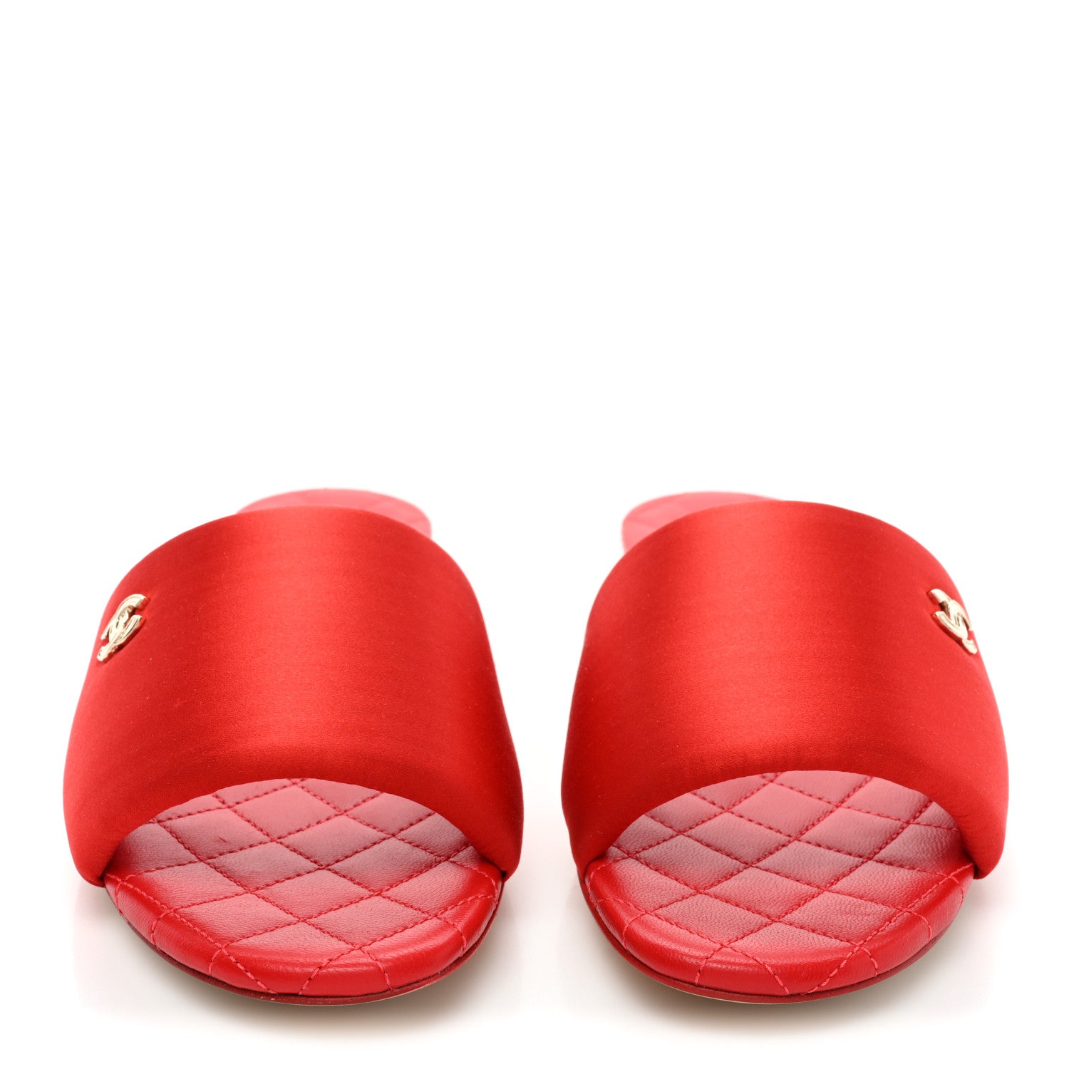 Chanel Satin Mule Sandals 38 Red 2 of 9