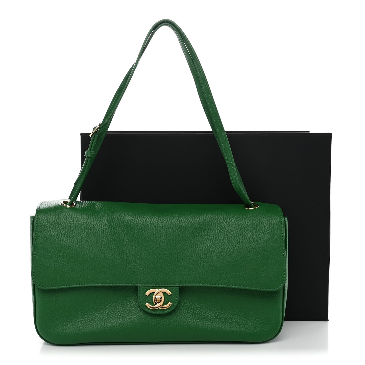 Grained Calfskin Small Souplissimo Maxi Flap Green