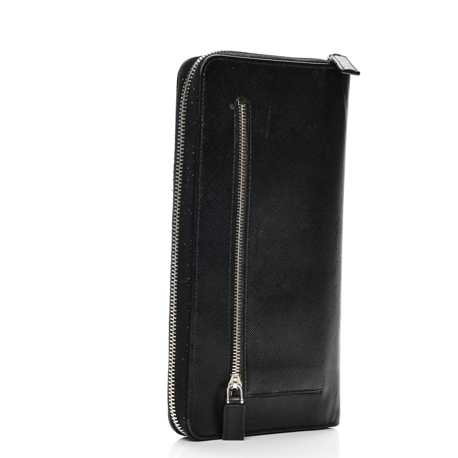 Prada Saffiano Large Zip Around Travel Wallet Nero Black 3 of 10