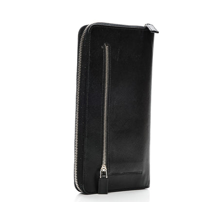 Prada Saffiano Large Zip Around Travel Wallet Nero Black 3 of 10