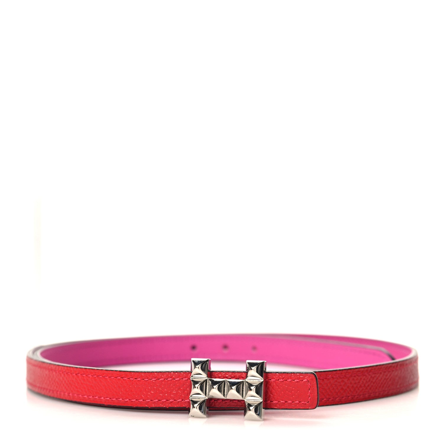 Hermes Epsom Swift 13mm H Medor Belt 80/32 Rouge Casaque Magnolia 1 of 6
