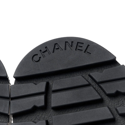 Chanel Grained Calfskin Shiny Calfskin CC Lace Up Combat Boots 39 Black 7 of 10