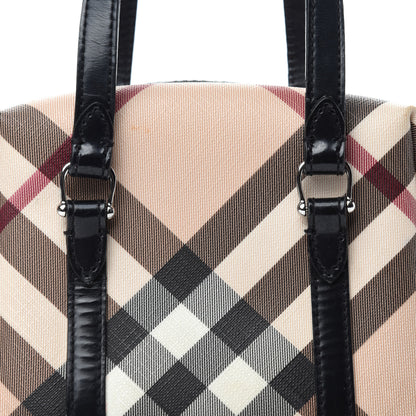 Burberry Patent Trim Nova Check Tote Black 9 of 15