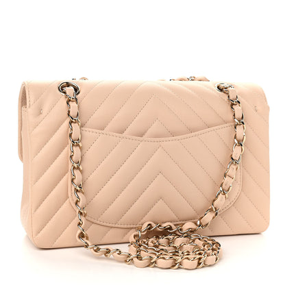 Chanel Caviar Chevron Quilted Small Double Flap Beige 3 of 11