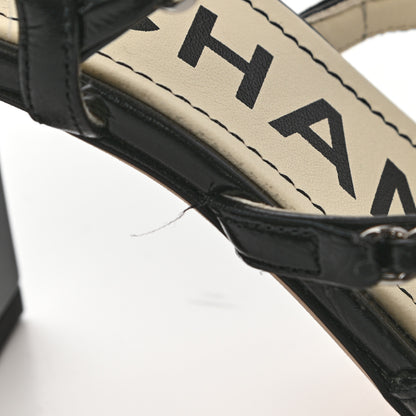 Chanel Calfskin Chain Sandals 38 Black 10 of 12
