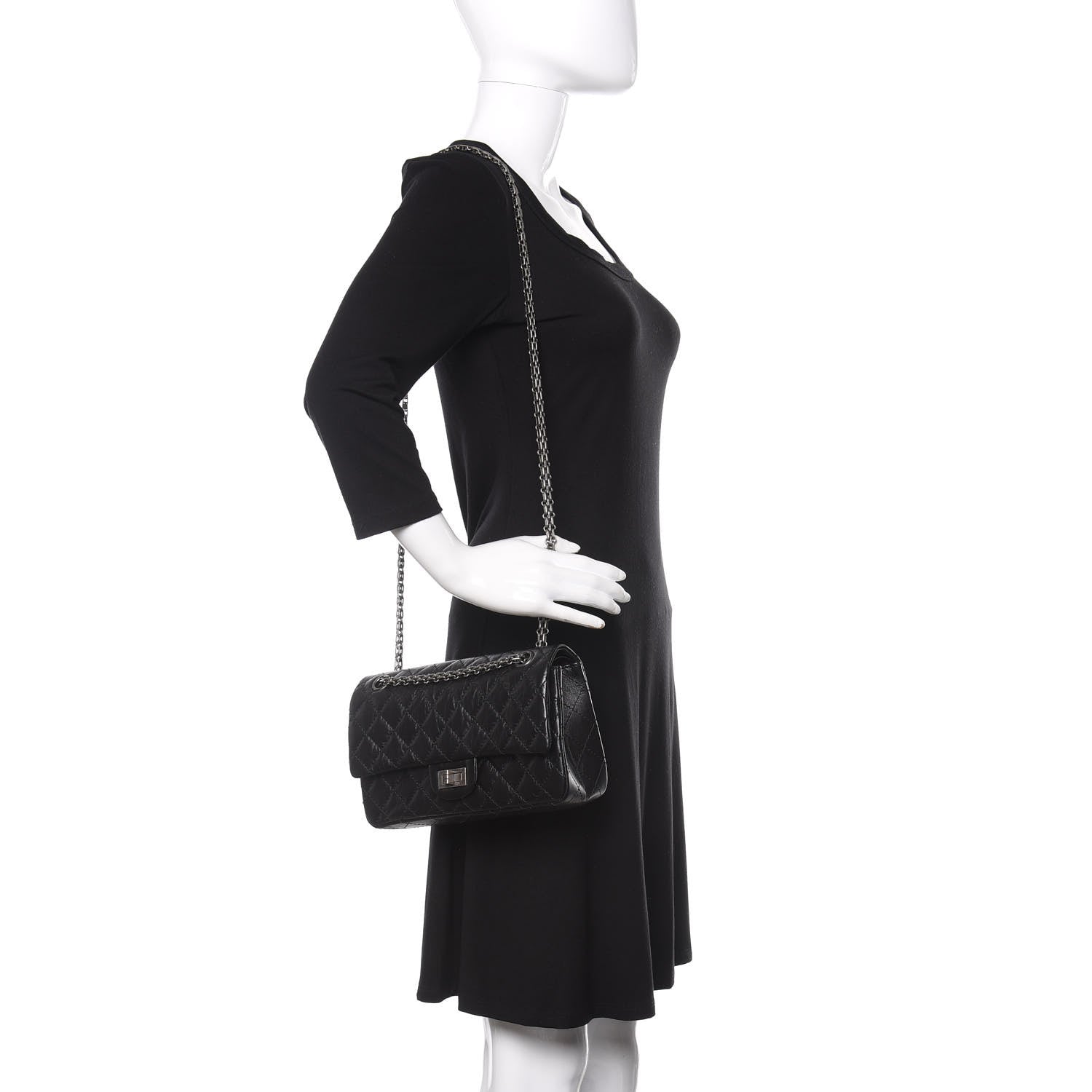Chanel Aged Calfskin Quilted 2.55 Reissue 225 Flap Black 3 of 12
