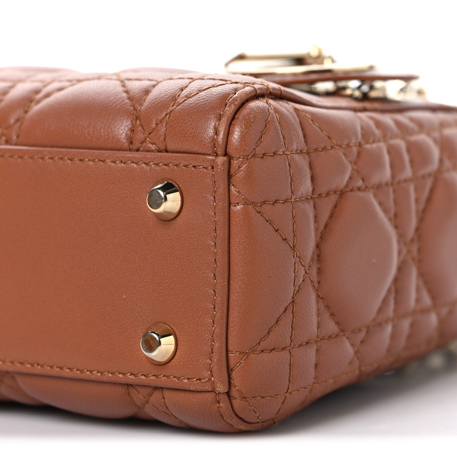 Christian Dior Lambskin Cannage Mini Lady Dior Tan 10 of 11