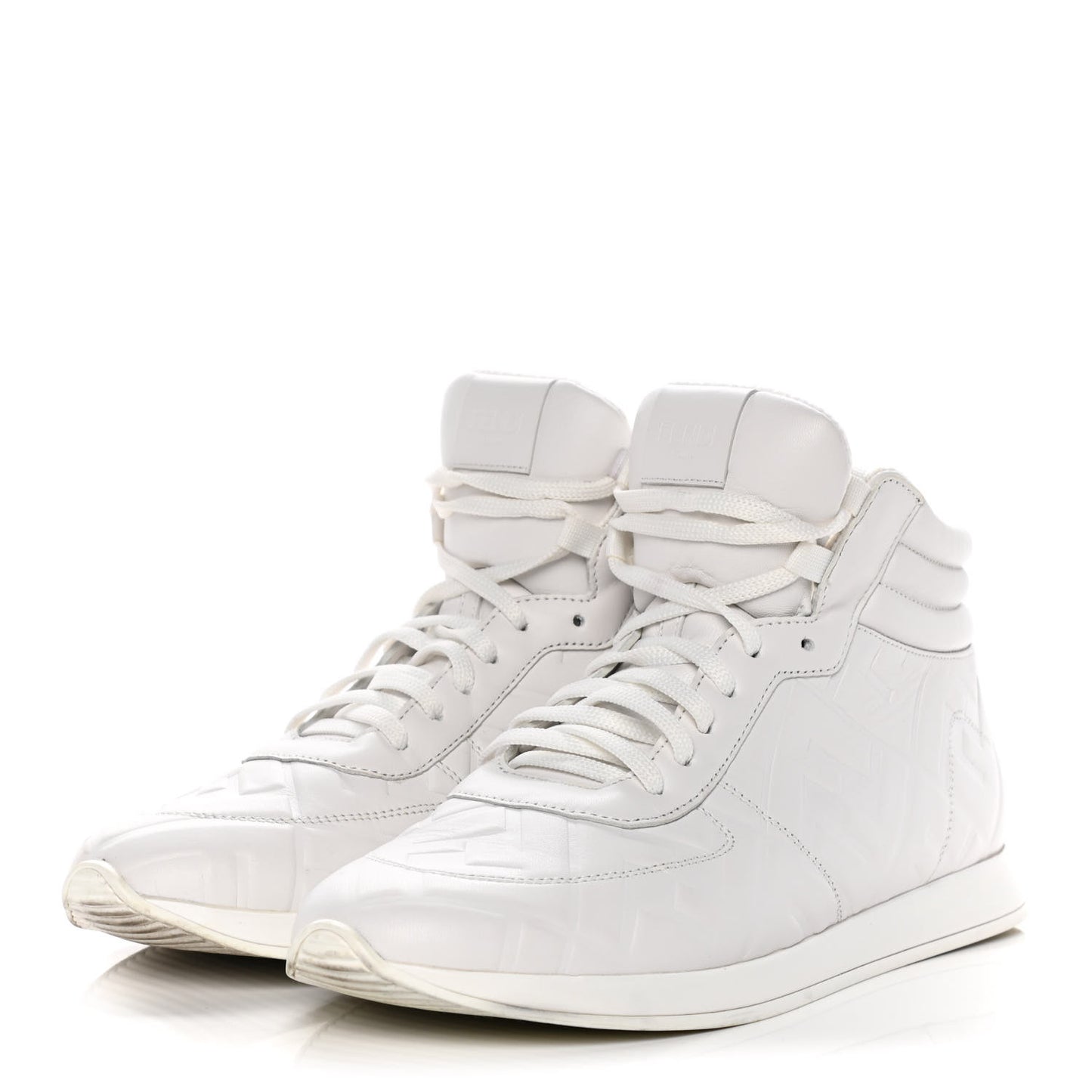 Nappa Macro FF Embossed Womens High Top Sneakers 40 White Ice