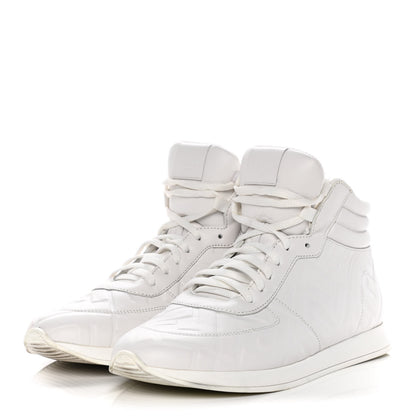 Fendi Nappa Macro FF Embossed Womens High Top Sneakers 40 White Ice 3 of 15