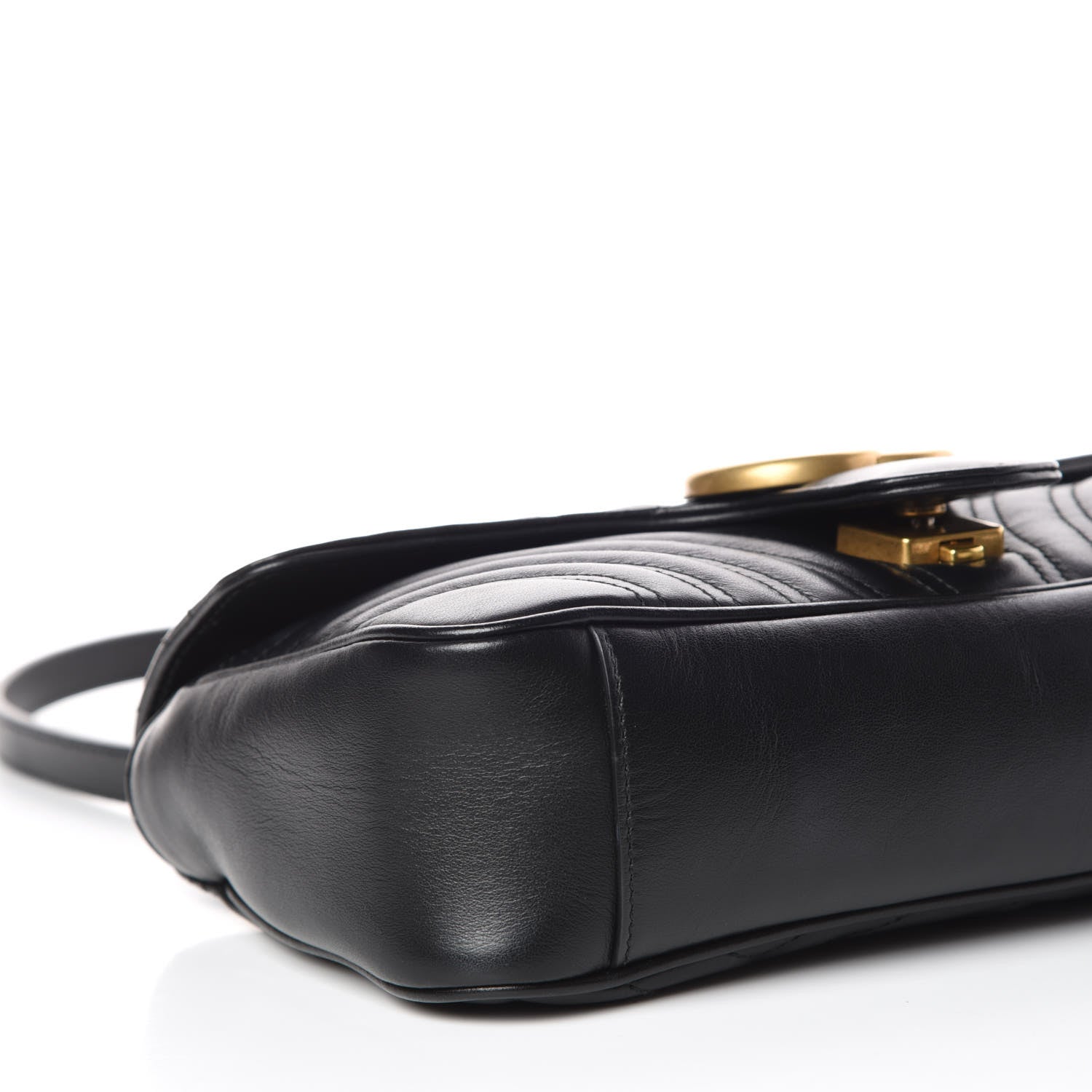 Gucci Calfskin Matelasse Small GG Marmont Shoulder Bag Black 8 of 12