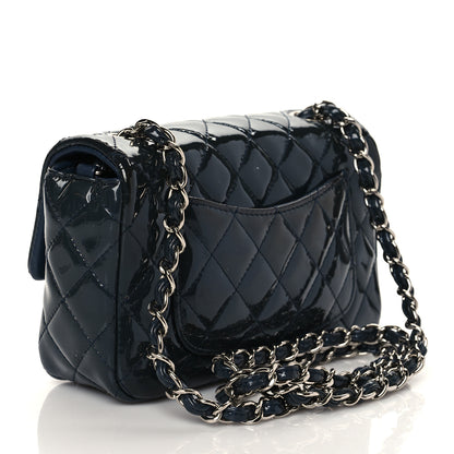 Chanel Patent Calfskin Quilted Mini Rectangular Flap Navy Blue 3 of 10