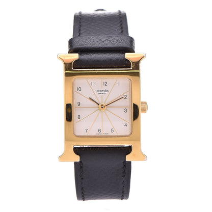 Hermes Stainless Steel Courchevel 21mm Heure H Hour Quartz Watch Noir 1 of 7