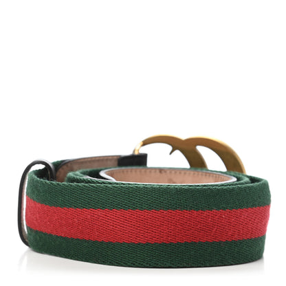 Gucci Nylon Calfskin Double G Web 40mm Belt 90 36 Green Red Black 2 of 5
