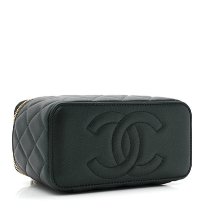 Chanel Iridescent Lambskin Quilted Small Top Handle Vanity Case With Chain Green 4 of 11