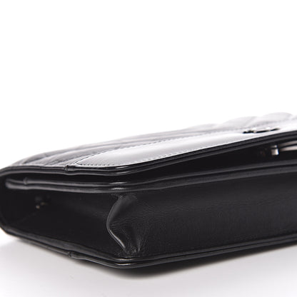Chanel Aged Calfskin Chevron Quilted Gabrielle Wallet On Chain WOC Black 9 of 12