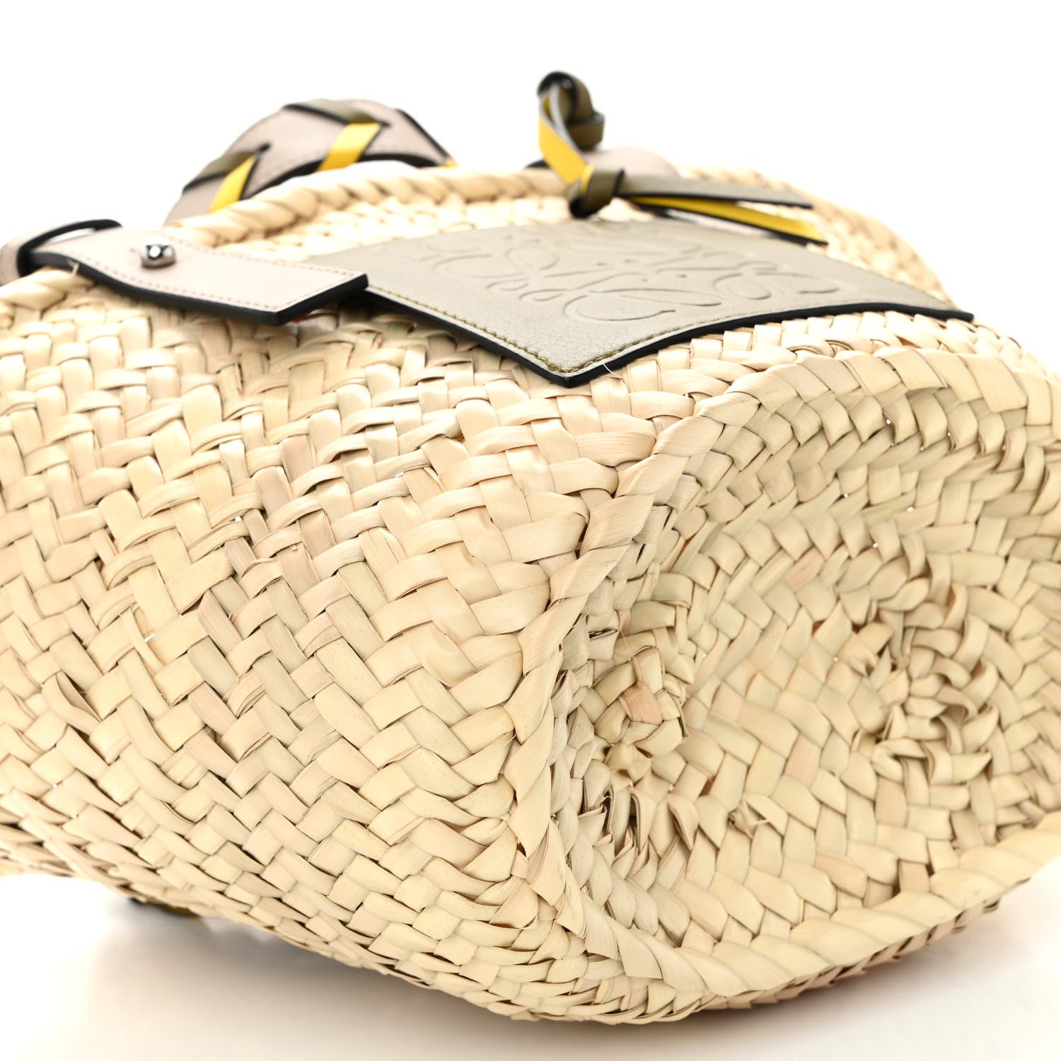 Loewe Raffia Braided Handle Small Basket Tote Bag Olive Sand 7 of 8