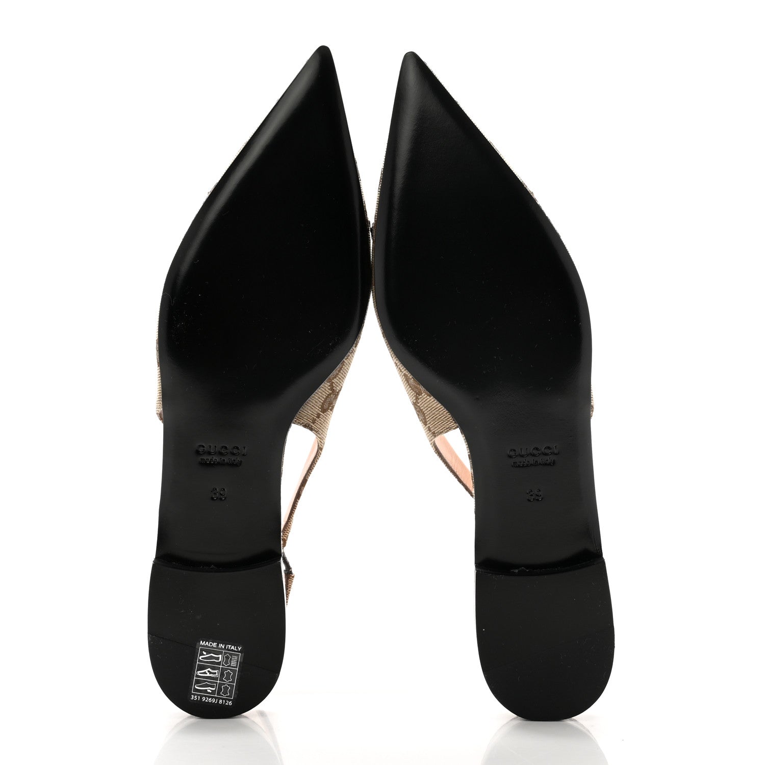 Gucci Monogram Horsebit Womens Slingback Ballet Flat 39 Beige Ebony Cocoa 5 of 11