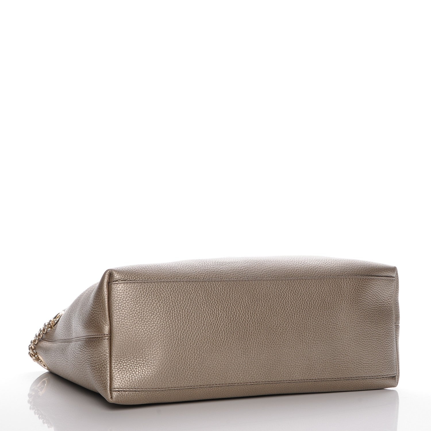 Gucci Metallic Pebbled Calfskin Medium Soho Chain Shoulder Bag Golden Beige 4 of 7