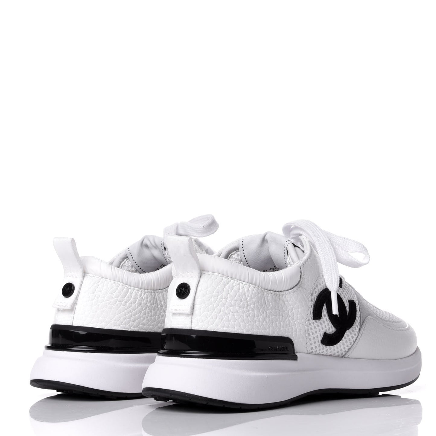 Calfskin Mesh Lycra Suede Womens Logo Sneakers 37.5 White