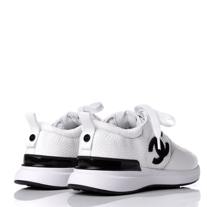 Chanel Calfskin Mesh Lycra Suede Womens Logo Sneakers 37.5 White 4 of 11