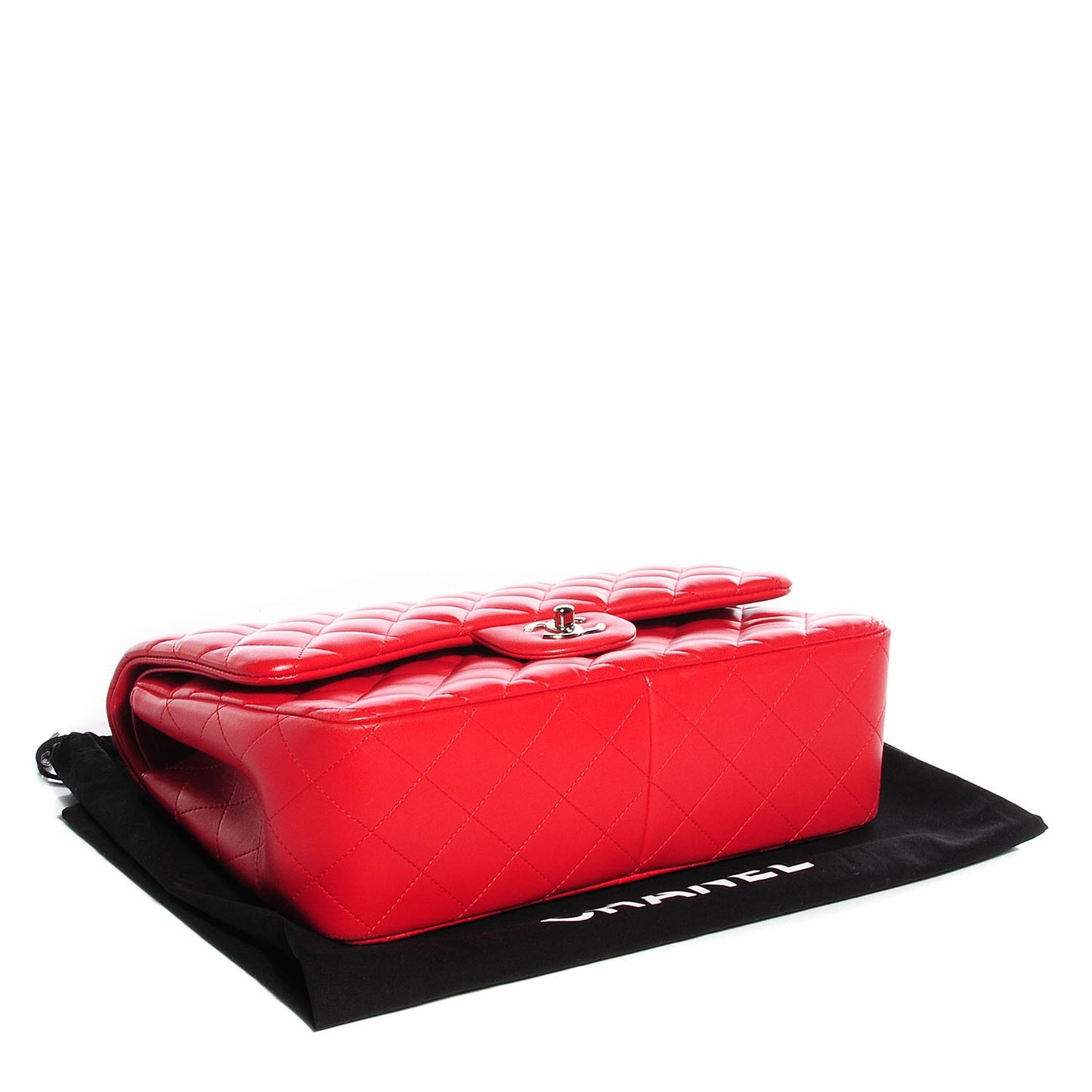 Lambskin Quilted Jumbo Double Flap Red