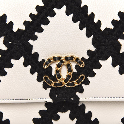 Chanel Calfskin Crochet 19 Wallet On Chain WOC White Black 11 of 12