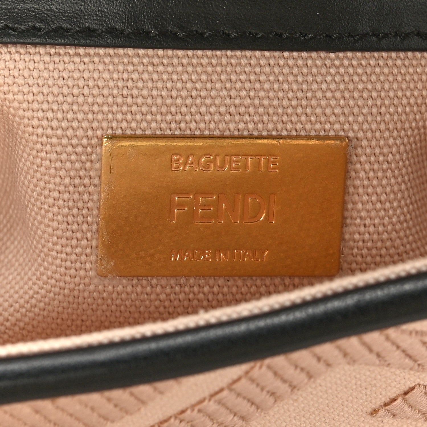 Fendi Canvas Vitello King FF Embroidered Baguette Rosa Quarzo Black 6 of 8