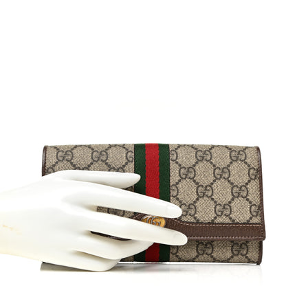 Gucci GG Supreme Monogram Web Ophidia Wallet On Chain Brown 3 of 11