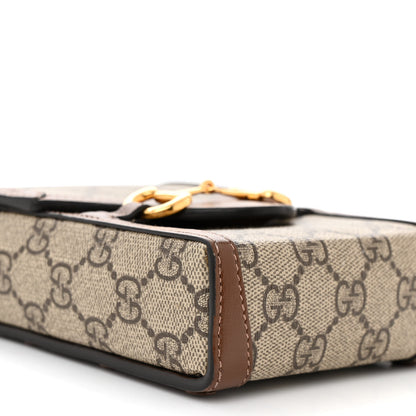 Gucci GG Supreme Monogram Mini Horsebit 1955 Crossbody Bag Beige Brown Sugar 9 of 11