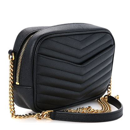 Saint Laurent Grain De Poudre Matelasse Monogram Mini Lou Camera Bag Black 3 of 10