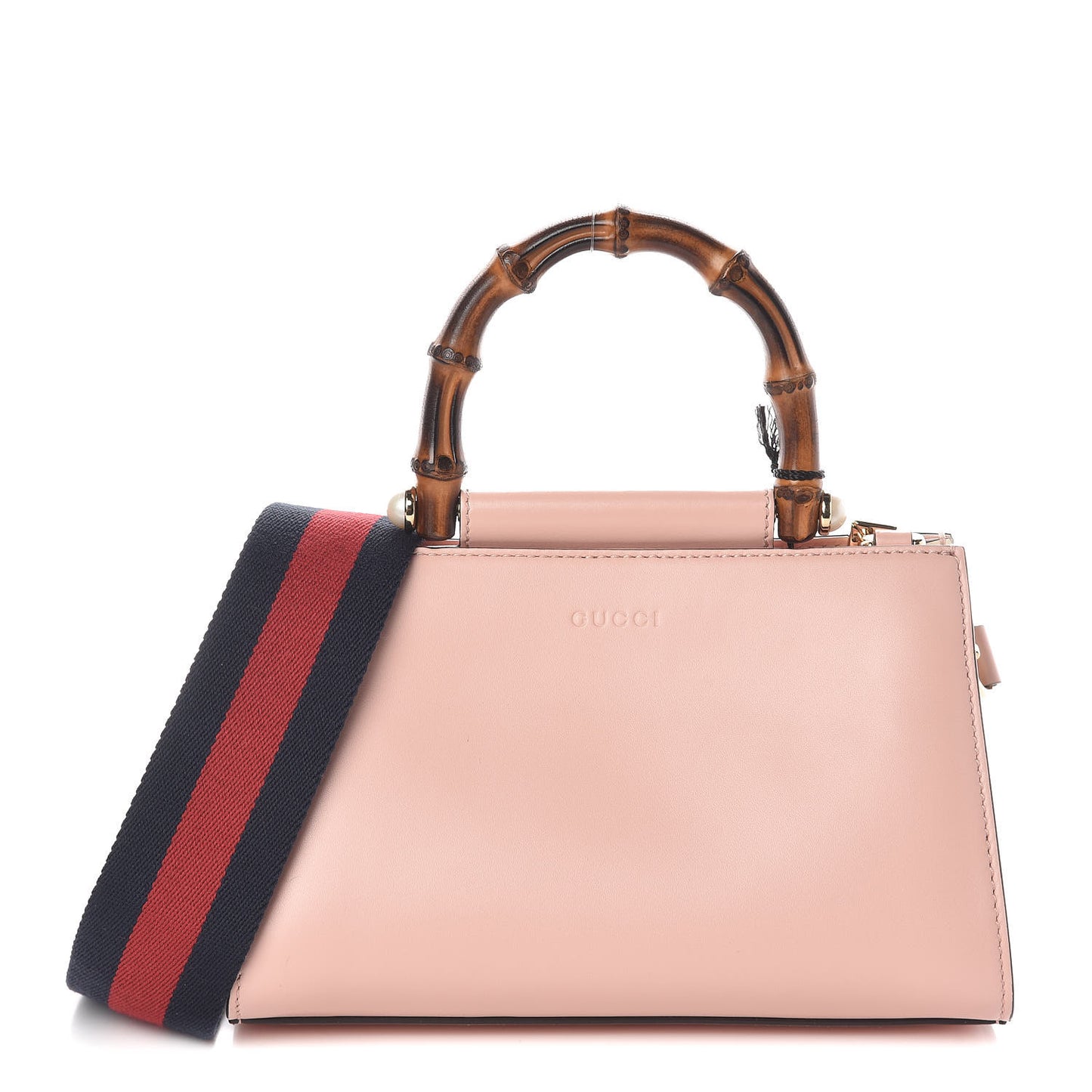 Nappa Bamboo Web Mini Nymphaea Top Handle Bag Perfect Pink Mystic White