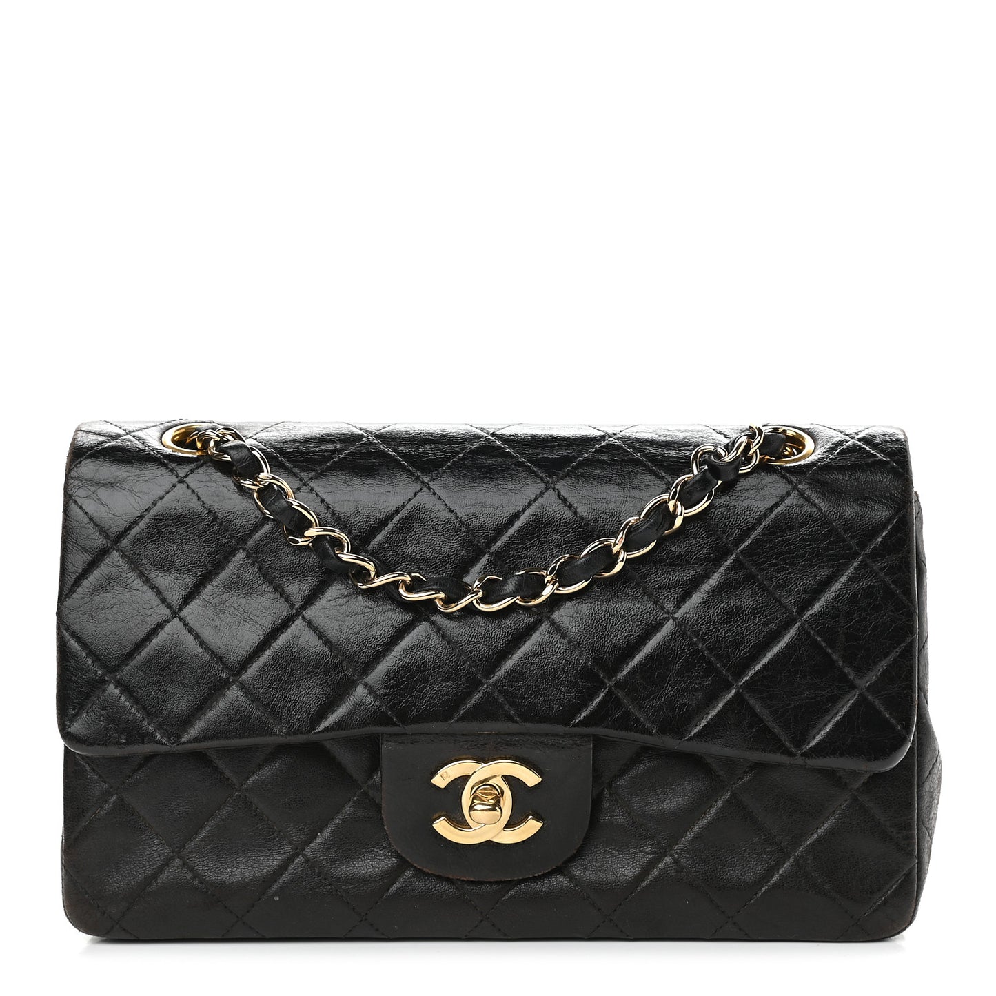 Lambskin Quilted Small Double Flap Black