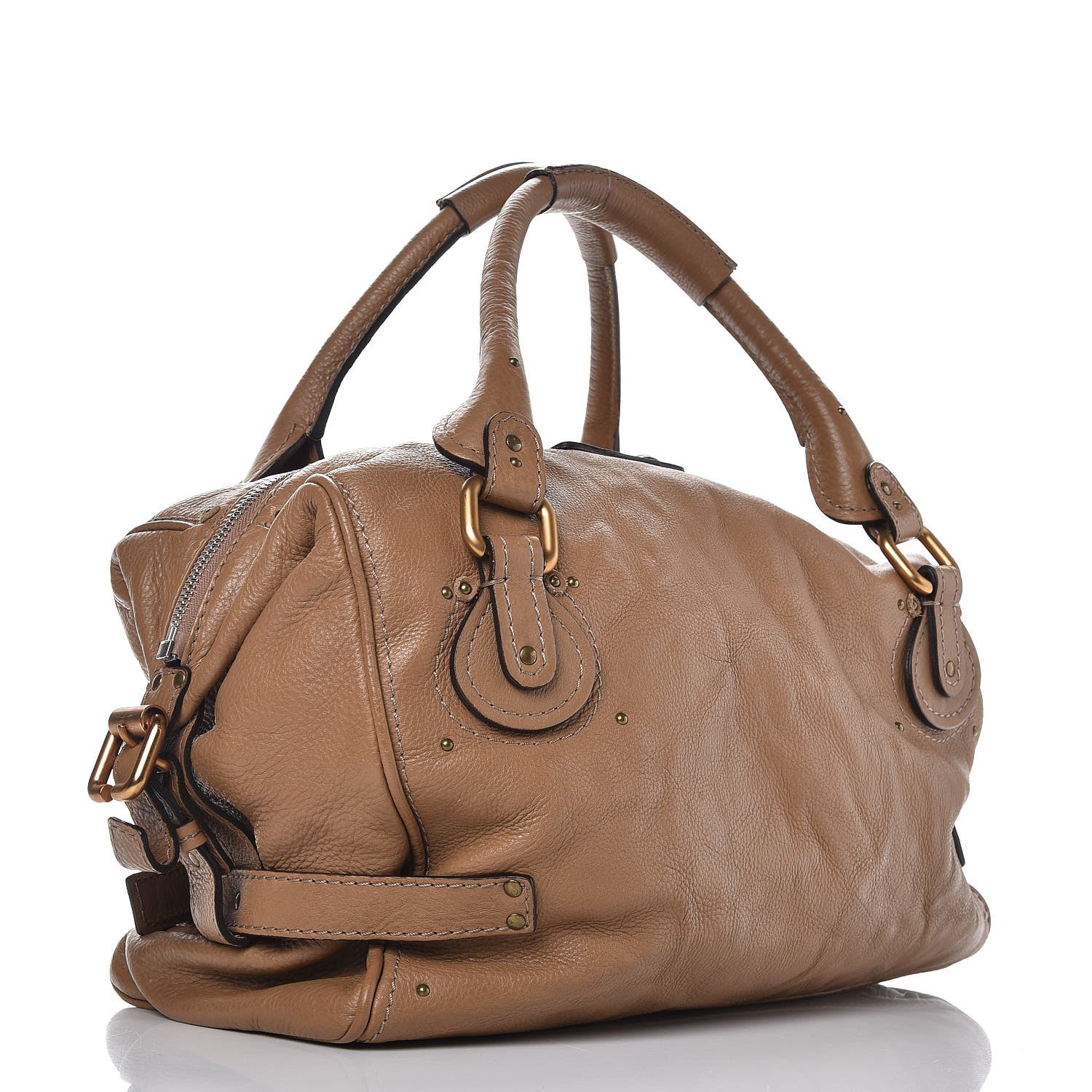 Chloe Calfskin Paddington Front Pocket Tote Taupe 3 of 8