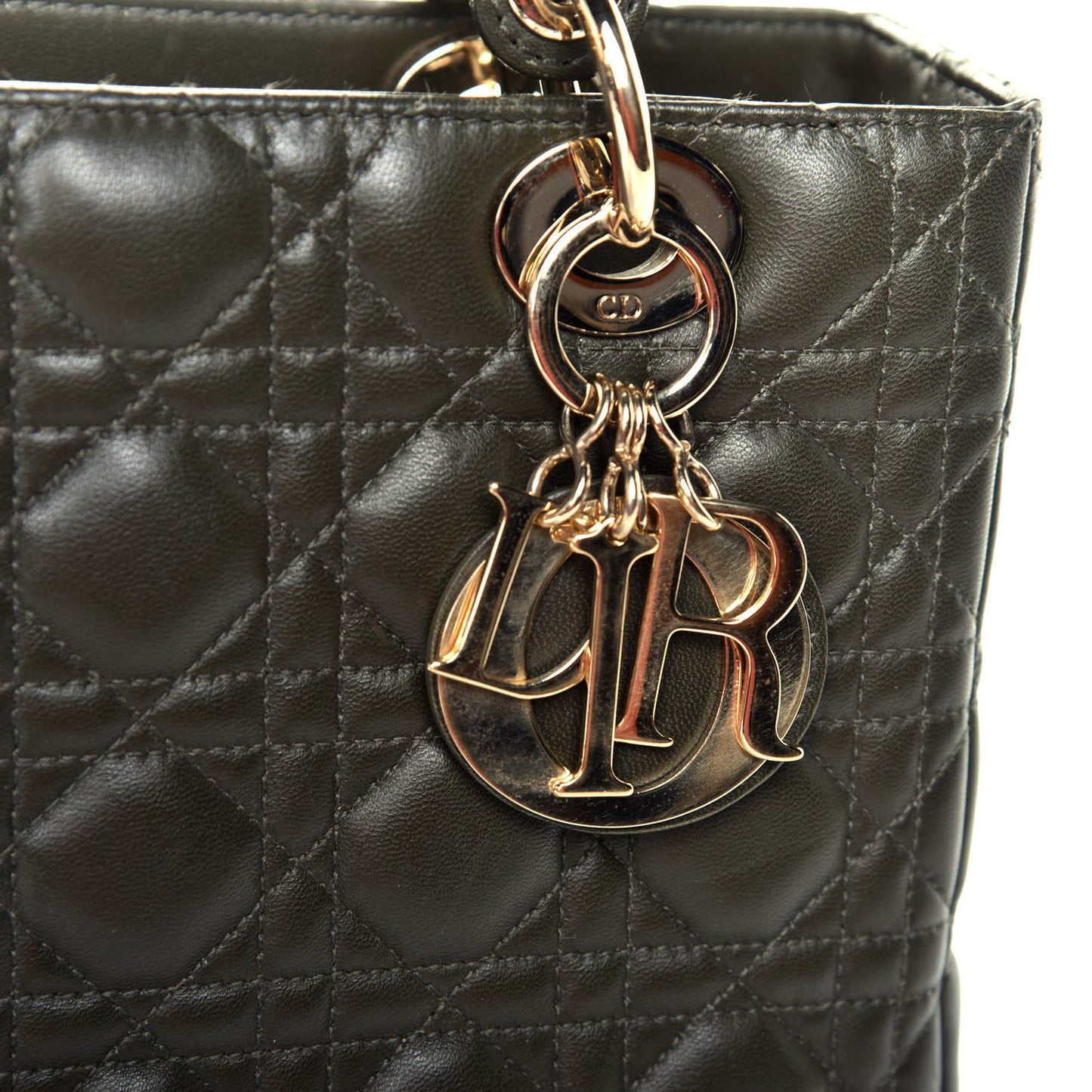 Lambskin Cannage Medium Lady Dior Olive Green