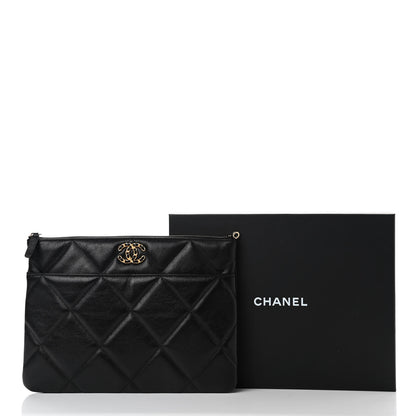 Chanel Goatskin Quilted Chanel 19 Pouch Black 10 of 10