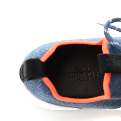 Hermes Technical Canvas Calfskin Womens Duel Sneakers 37 Blue Jean Multicolor 7 of 7