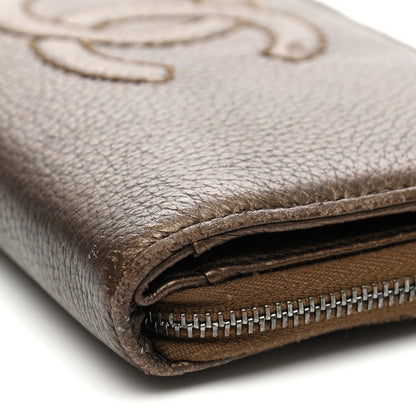 Chanel Metallic Calfskin Large Timeless Zip Around Wallet Brown 11 of 16