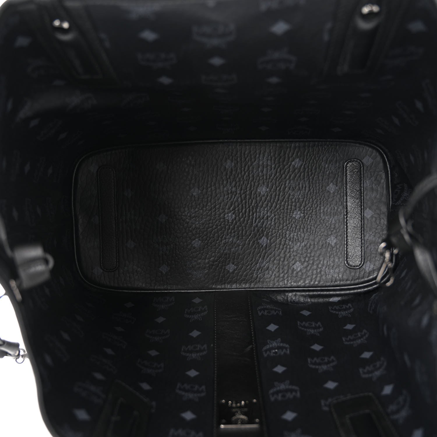 MCM Grained Calfskin Visetos Medium Liz Reversible Shopper Tote Black 10 of 18