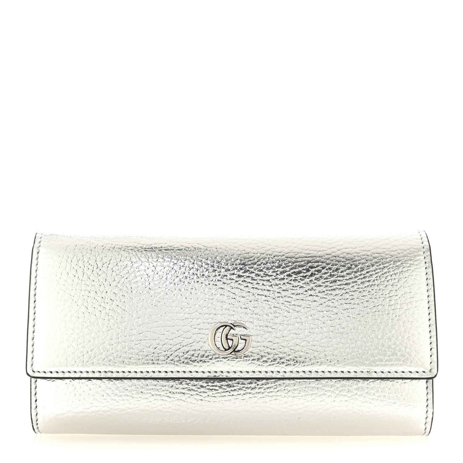Gucci Metallic Dollar Calfskin GG Marmont Continental Wallet Silver 1 of 8