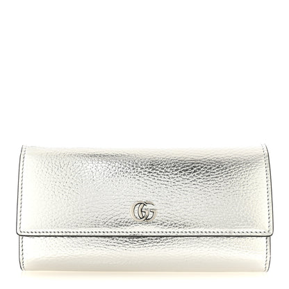 Gucci Metallic Dollar Calfskin GG Marmont Continental Wallet Silver 1 of 8