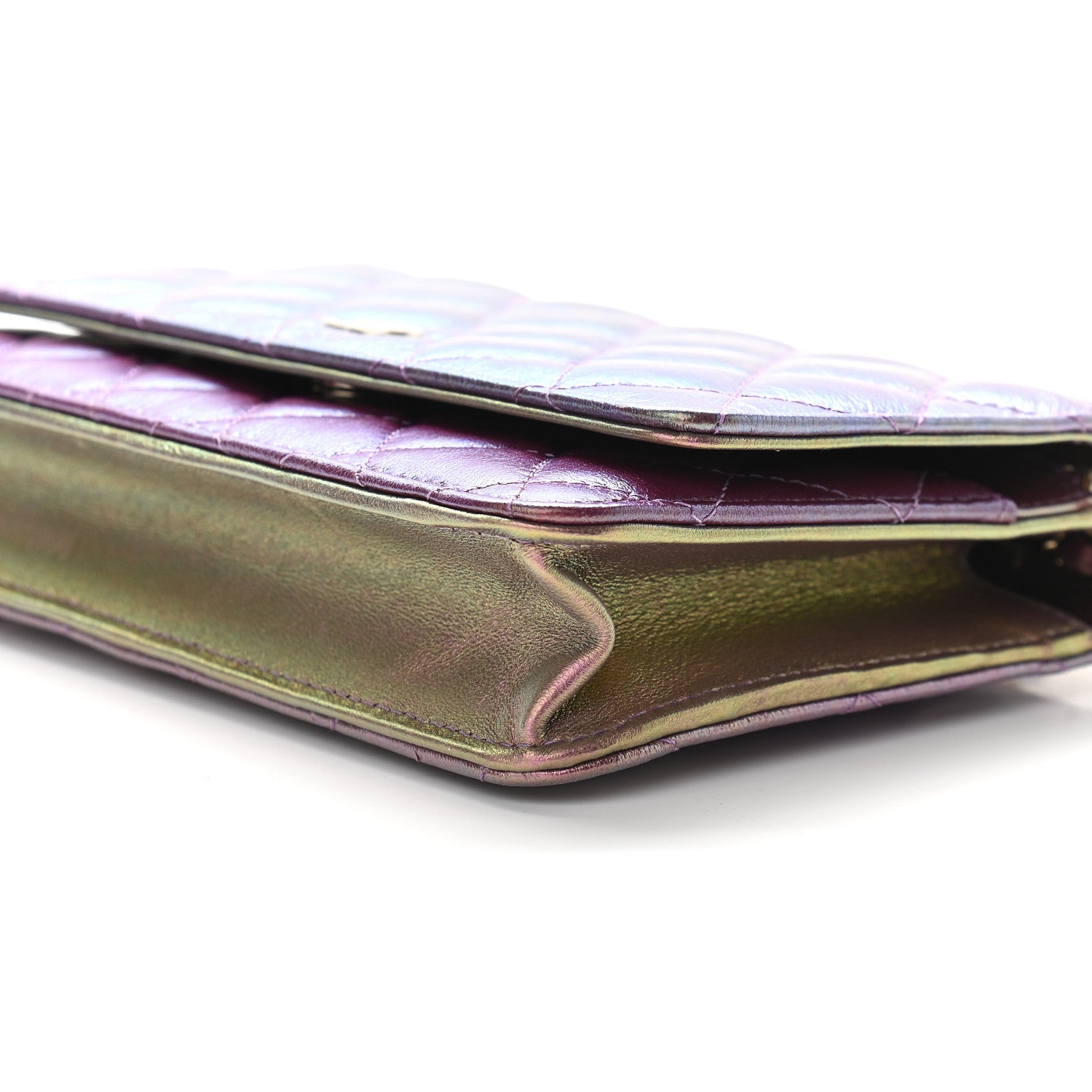 Chanel Iridescent Lambskin Quilted Wallet On Chain WOC Dark Purple 9 of 9