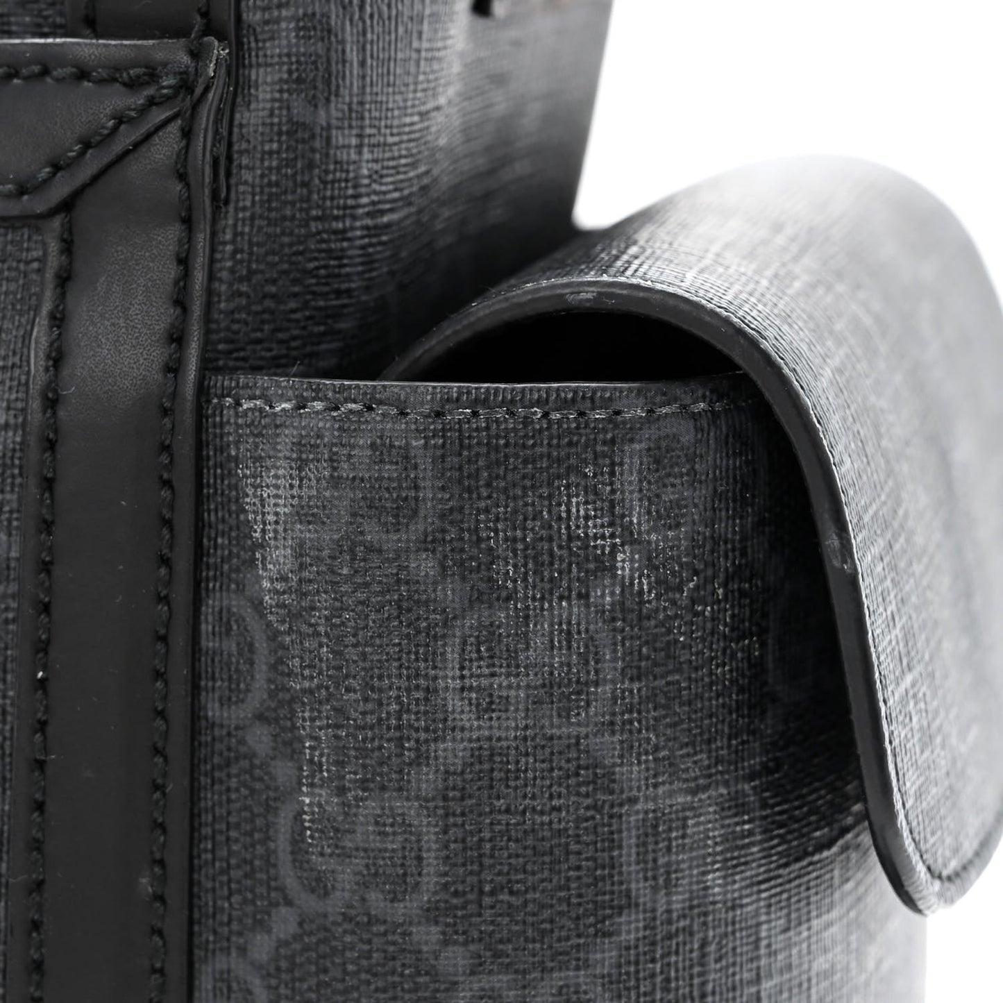 GG Supreme Monogram Web Messenger Diaper Bag Black Grey