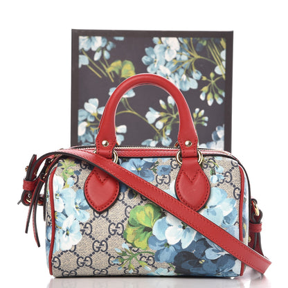 Gucci GG Supreme Monogram Blooms Mini Boston Navy Blue Hibiscus 9 of 9