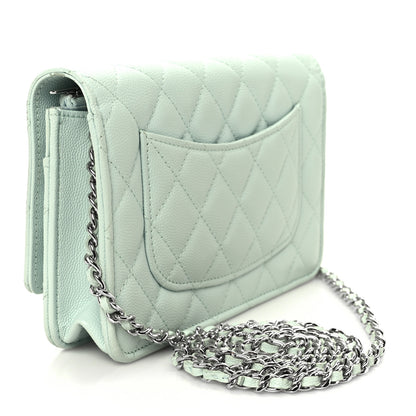 Chanel Caviar Quilted Wallet on Chain WOC Light Blue 5 of 23